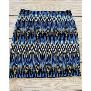 J. Jill Women Size Large Wearever Collection Smooth Fit Pencil Skirt Blue White